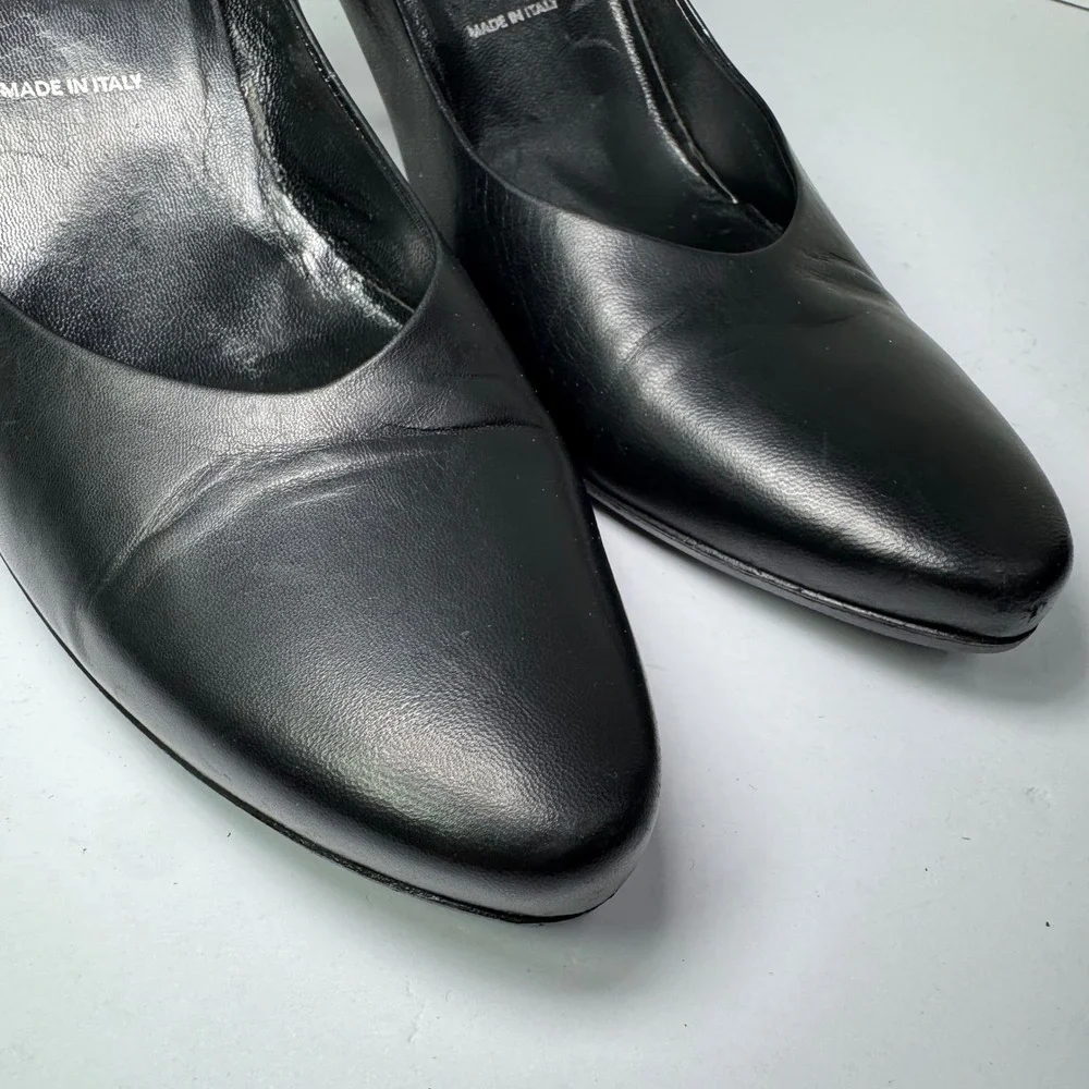 Prada Black Leather Pointed Toe Stiletto High Heel Pumps Made in Italy Women's - Picture 3 of 11